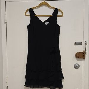 LOFT Black Ruffled Tiered Sheath Mini Dress